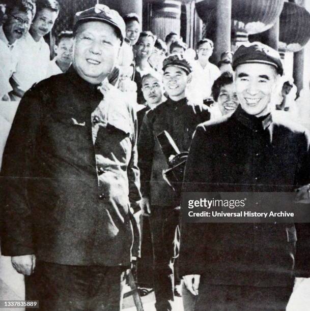 Mao Zedong with Lin Biao in Beijing, during the Chinese Cultural Revolution 1966.