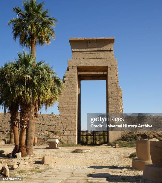 Karnak Temple Complex, in Luxor, Egypt. Construction at the complex began during the reign of Senusret I in the Middle Kingdom and continued into the...