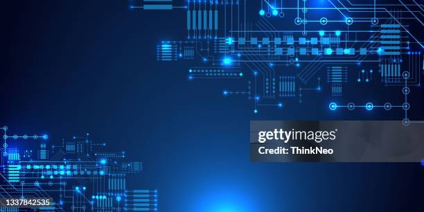 abstract technology background. circuit board - cogs background stock illustrations