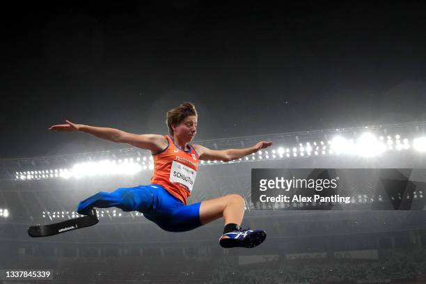 Fleur Schouten of Team Netherlands competes in the Women's Long Jump T63 on day 9 of the Tokyo 2020 Paralympic Games at Olympic Stadiumon September...