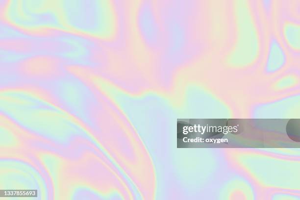 abstract holographic neon dynamic rippled waves flowing background - hologram graphic photos et images de collection