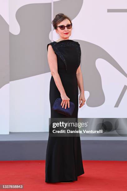 Nicoletta Braschi attends the red carpet of the movie "The Power Of The Dog" during the 78th Venice International Film Festival on September 02, 2021...