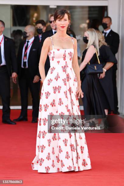 Sophie Hunter attends the red carpet of the movie "The Power Of The Dog" during the 78th Venice International Film Festival on September 02, 2021 in...