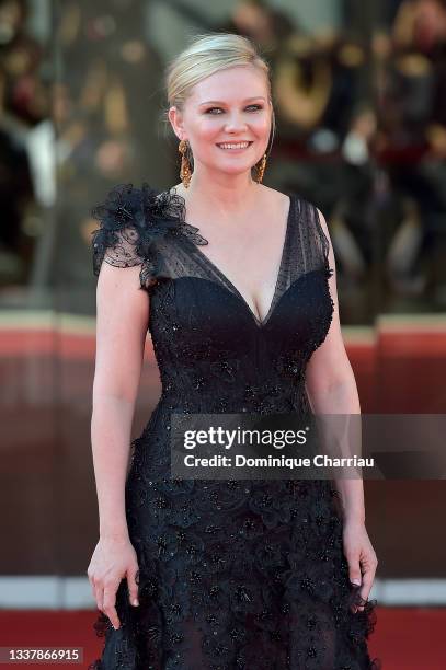Kirsten Dunst attends the red carpet of the movie "The Power Of The Dog" during the 78th Venice International Film Festival on September 02, 2021 in...