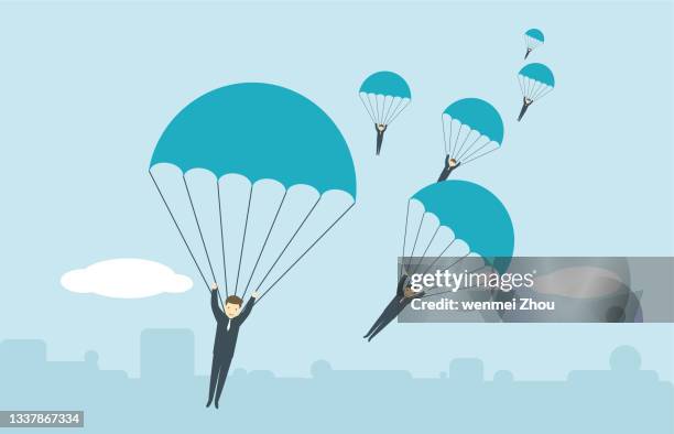 skydiving - parachute stock illustrations