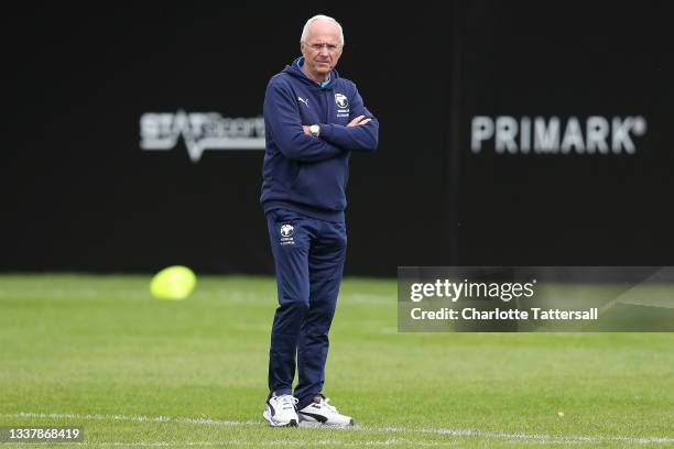 Sven-Goran Eriksson, management of England looks on during Soccer Aid For Unicef 2021 training at Mottram Hall on September 02, 2021 in Wilmslow,...