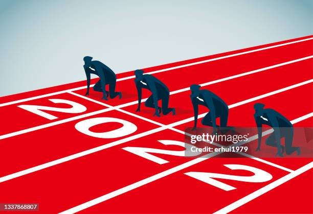 illustrations, cliparts, dessins animés et icônes de ligne de départ - starting block