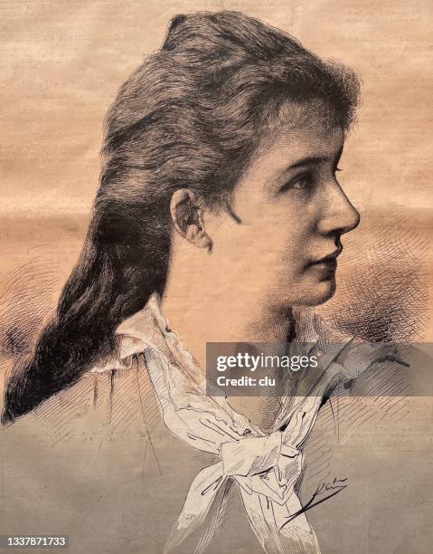 josefine wessley, actress, headshot, side view - actress stock illustrations