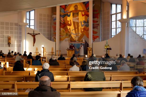 Saint Paul church. Catholic mass. Annecy. France.