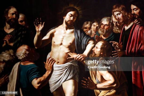 Aix en Provence cathedral. The Incredulity of Saint Thomas. Painting by Louis Finson 1613. Aix en Provence. France.