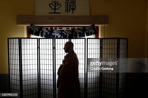 Zen buddhist master in his dojo in Marrubiu, Sardinia, Italy.