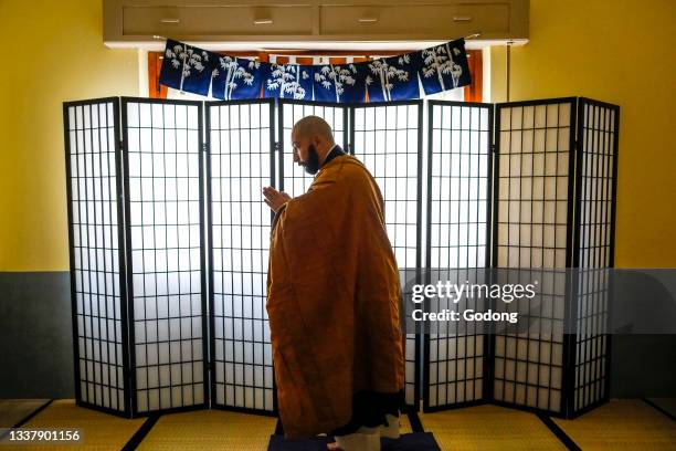 Zen buddhist master in his dojo in Marrubiu, Sardinia, Italy.