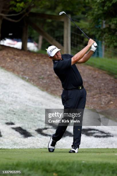 Joshua Creel of the United States hits a tee shot during the final round of the Nationwide Children’s Hospital Championship at The Ohio State...