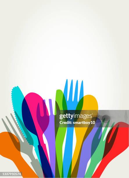 disposable plastic cutlery - plastic fork stock illustrations