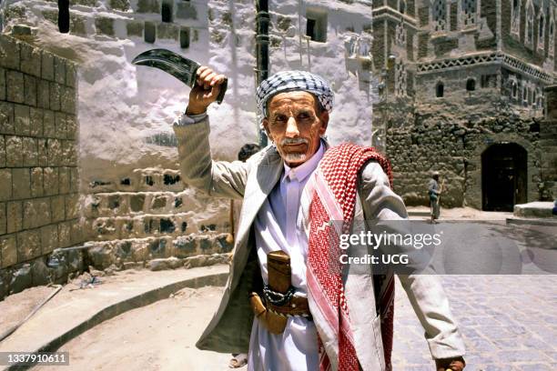 Elderly Man with Jambiya. San'a. Yemen. Arabian Peninsula.