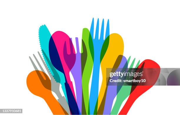 disposable plastic cutlery - spatula stock illustrations