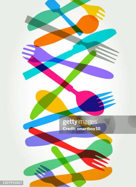 disposable plastic cutlery - plastic fork stock illustrations