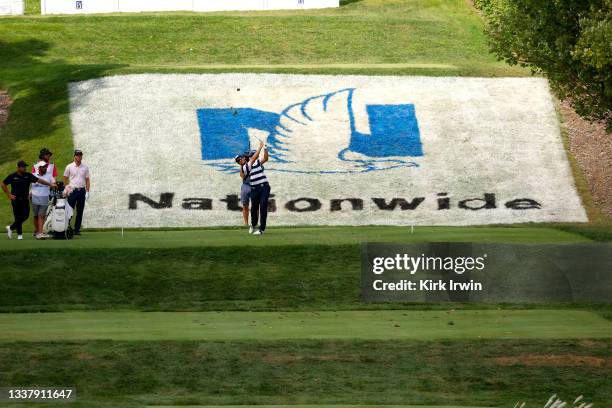 Paul Barjon of France hits a tee shot during the final round of the Nationwide Children’s Hospital Championship at The Ohio State University Golf...