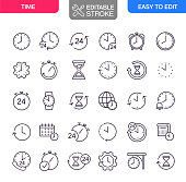 Time Icons Set Editable Stroke