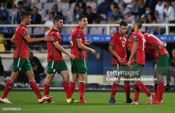 Atanas Iliev of Bulgaria celebrates after scoring the 1-1 goal during the 2022 FIFA World Cup Qualifier match between Italy and Bulgaria at Artemio...