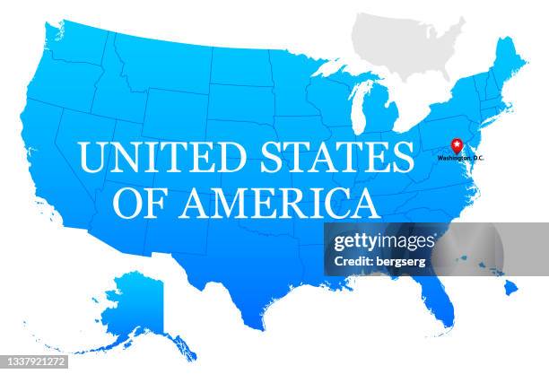 usa blue map with regions - usa flag map stock illustrations