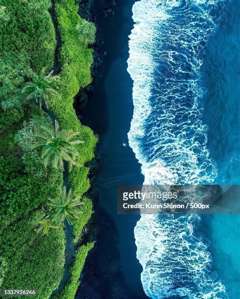 high angle view of sea shore - tropical climate fotografías e imágenes de stock