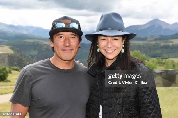 Jimmy Chin and Elizabeth Chai Vasarhelyi attend the Telluride Film Festival on September 02, 2021 in Telluride, Colorado.