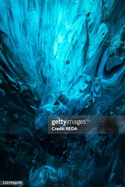 Blue ice texture in the caves in Jškuls‡rl—n glacier. Iceland. North Atlantic Ocean.