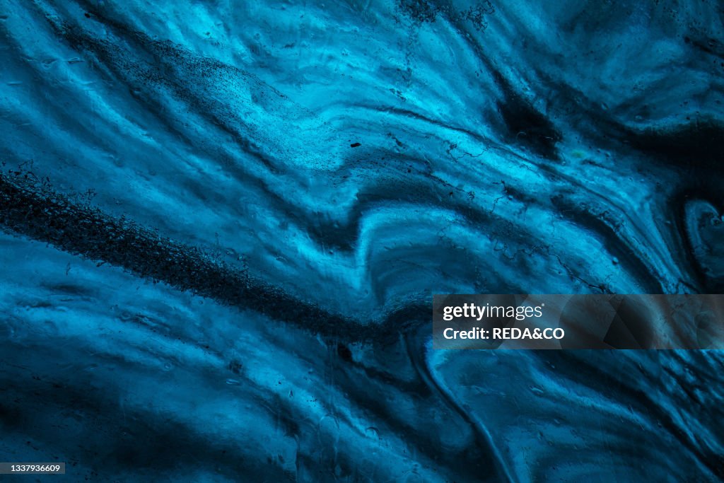 Blue ice texture in the caves in Jškuls‡rl—n glacier. Iceland. North Atlantic Ocean