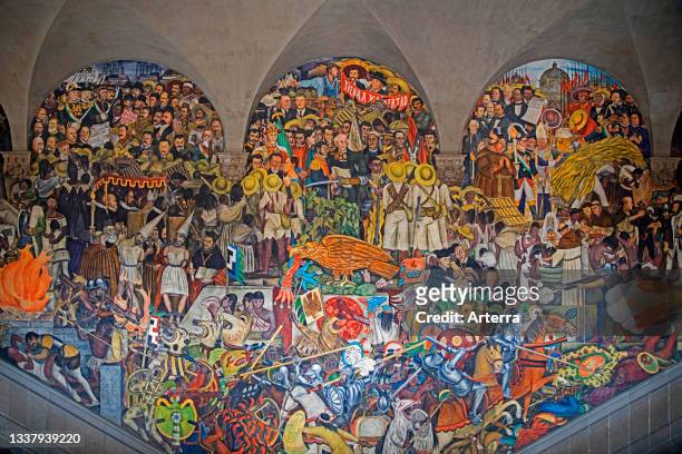 The History of Mexico, Diego Rivera's mural in the main stairwell of the National Palace. Palacio Nacional, the president's residence in Mexico-City.
