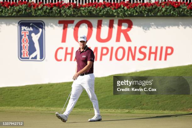 Patrick Cantlay of the United States walks on the 18th green during the first round of the TOUR Championship at East Lake Golf Club on September 02,...