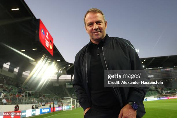 Hans Dieter-Flick, Head Coach of Germany smiles prior to the 2022 FIFA World Cup Qualifier match between Liechtenstein and Germany at Kybunpark on...