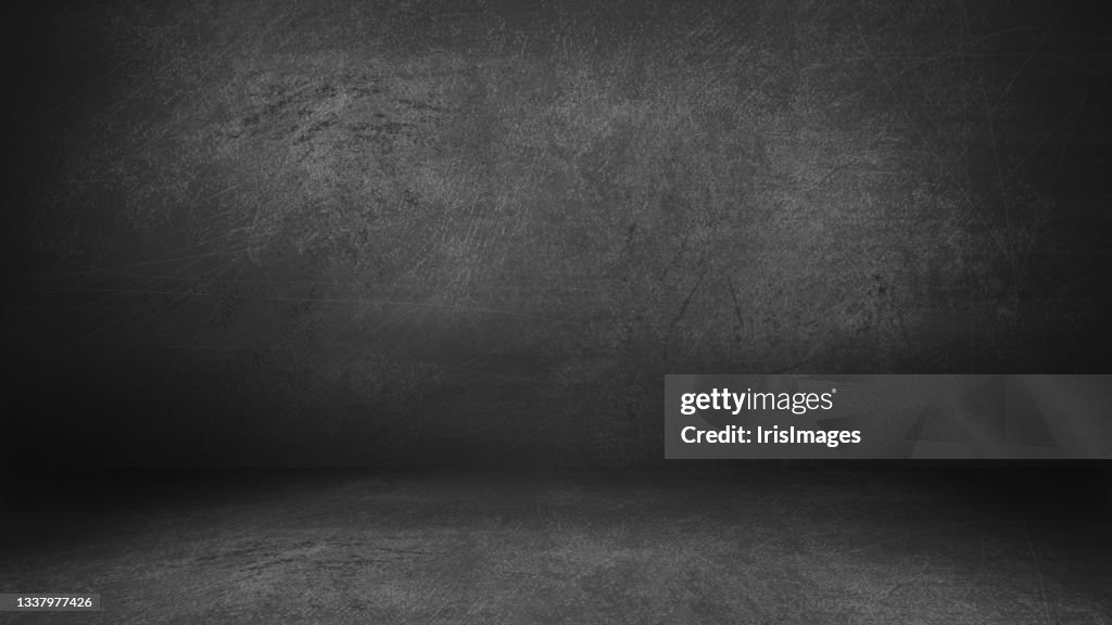 Dark Gray and Black Grunge Cement Wall Studio Room Space Product Background Template