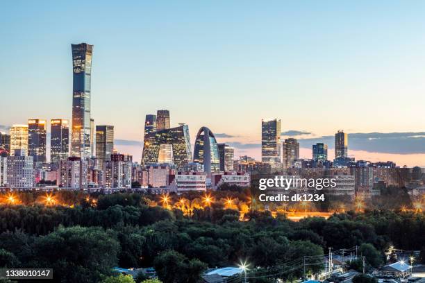 beijing cbd at nigt - beijing stock pictures, royalty-free photos & images