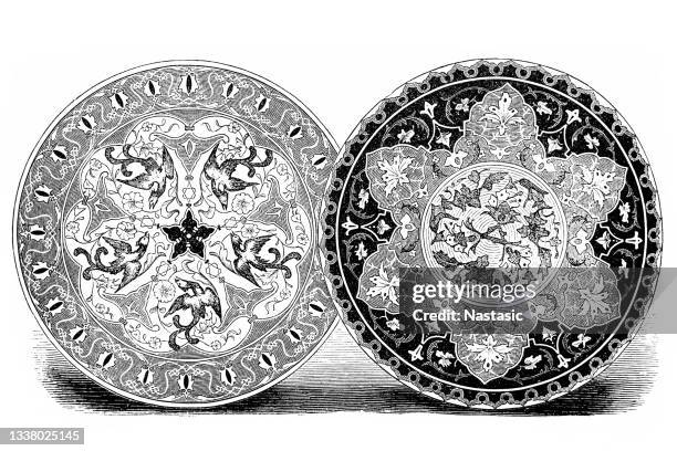 faience plates - ceramic plate stock illustrations
