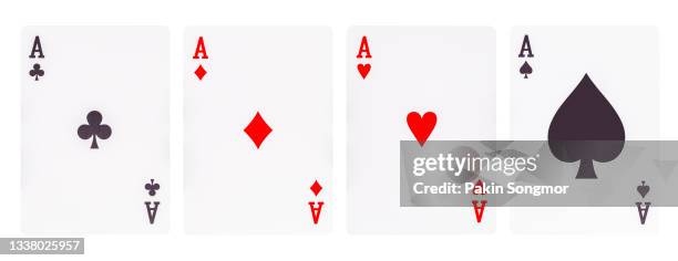 the ace card isolated on white background. clipping path - rey de trébol fotografías e imágenes de stock