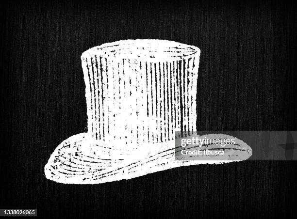 antique illustration of top hat - white hat fashion item stock illustrations