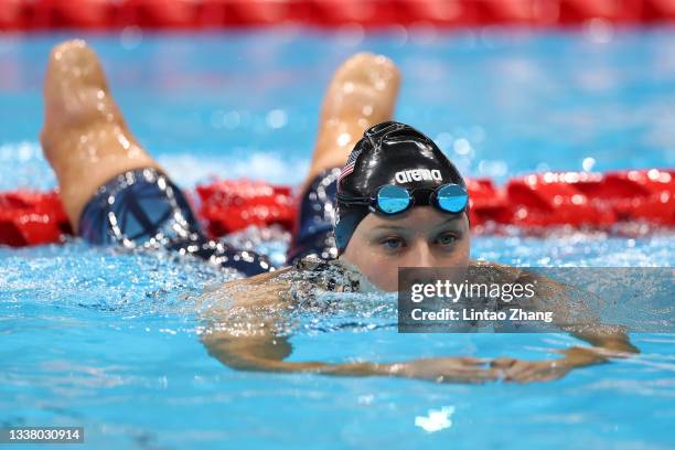Jessica Long of Team United States after winning the gold medal in the Women's 100m Butterfly - S8 Final on day 10 of the Tokyo 2020 Paralympic Games...