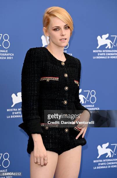 Kristen Stewart attends the photocall of "Spencer" during the 78th Venice International Film Festival on September 03, 2021 in Venice, Italy.