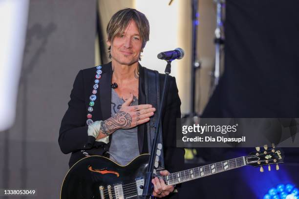 Keith Urban Performs On "Today" at Rockefeller Plaza on September 03, 2021 in New York City.