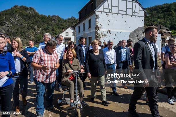 German Chancellor Angela Merkel and the Minister President of Rhineland-Palatinate Malu Dreyer visiting the flood-stricken region of the Ahr Valley...
