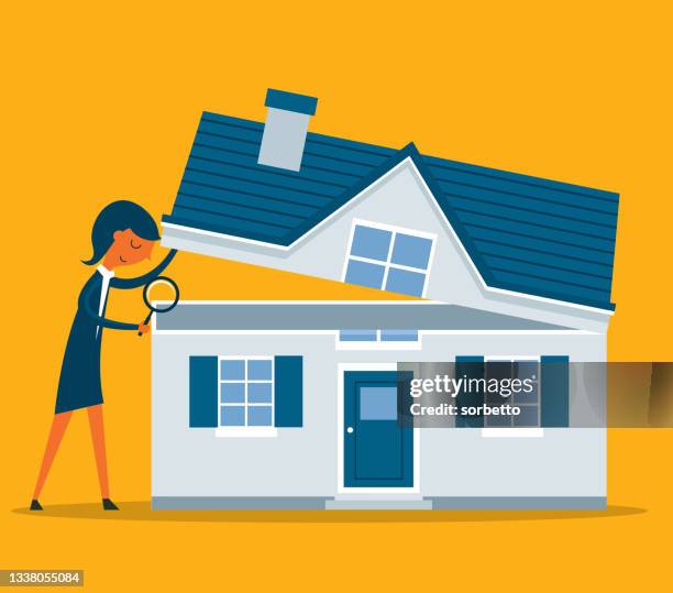 stockillustraties, clipart, cartoons en iconen met home inspection - businesswoman - quality control inspectors