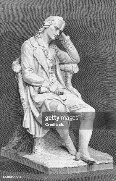friedrich schiller sitting on chair, statue - the thinker statue stock illustrations