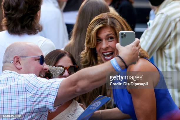 Hoda Kotb poses for a selfie with a guest Keith Urban Performs On "Today" at Rockefeller Plaza on September 03, 2021 in New York City.