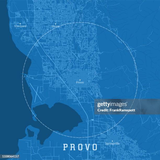 stockillustraties, clipart, cartoons en iconen met provo ut city vector road map blue text - utah