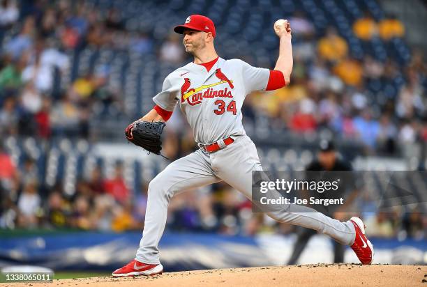 Happ of the St. Louis Cardinals in action during the game against the Pittsburgh Pirates at PNC Park on August 27, 2021 in Pittsburgh, Pennsylvania.