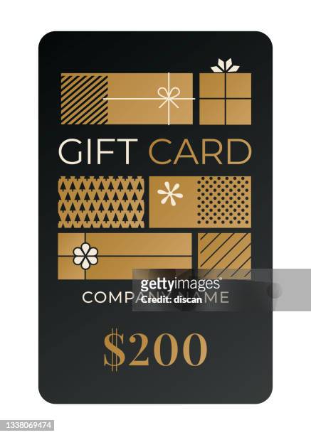 bildbanksillustrationer, clip art samt tecknat material och ikoner med gift card template with black background. - coupon