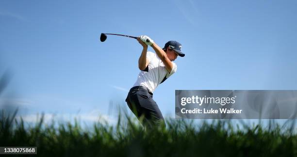 Min Woo Lee of Australia tees off on the 11th hole during Day Two of The Italian Open at Marco Simone Golf Club on September 03, 2021 in Rome, Italy.