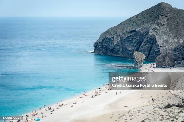 los muertos beach, andalusia, spain. - cabo de gata stock pictures, royalty-free photos & images