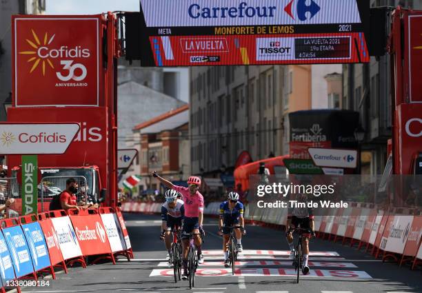 Magnus Cort Nielsen of Denmark and Team EF Education - Nippo celebrates winning ahead of Quinn Simmons of United States and Team Trek - Segafredo,...